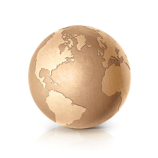 istock Golden North and South America world map 3D illustration 619073214
