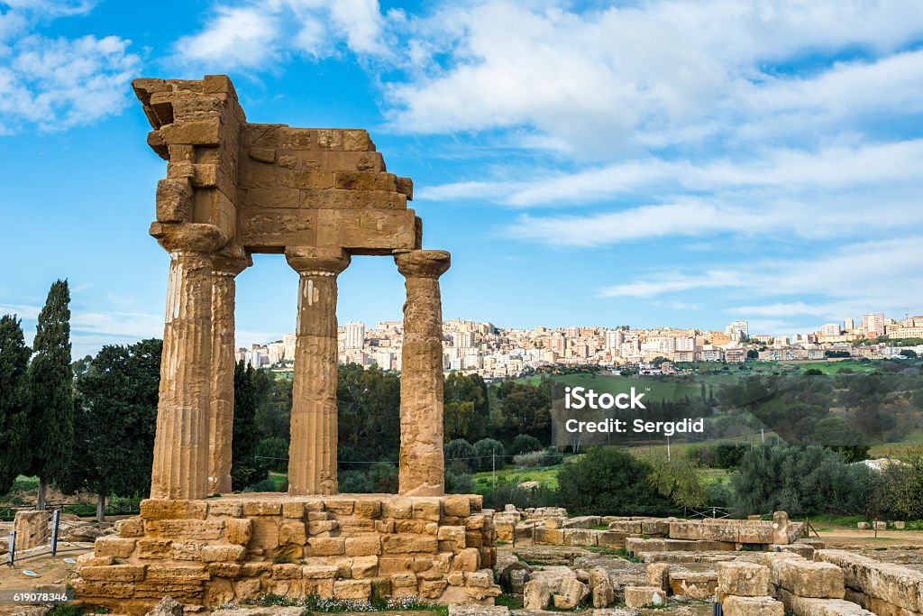 Temple of Dioscuri. UNESCO. Valley of the Temples. Agrigento, Sicily Temple of Dioscuri. UNESCO. Valley of the Temples. Agrigento, Sicily, Italy Agrigento Stock Photo