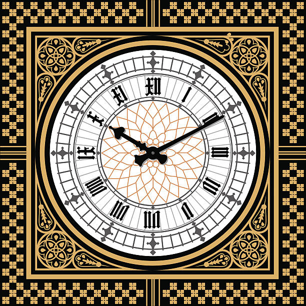 vytočte viktoriánské hodiny ve stylu big benu. vektor - big ben stock ilustrace