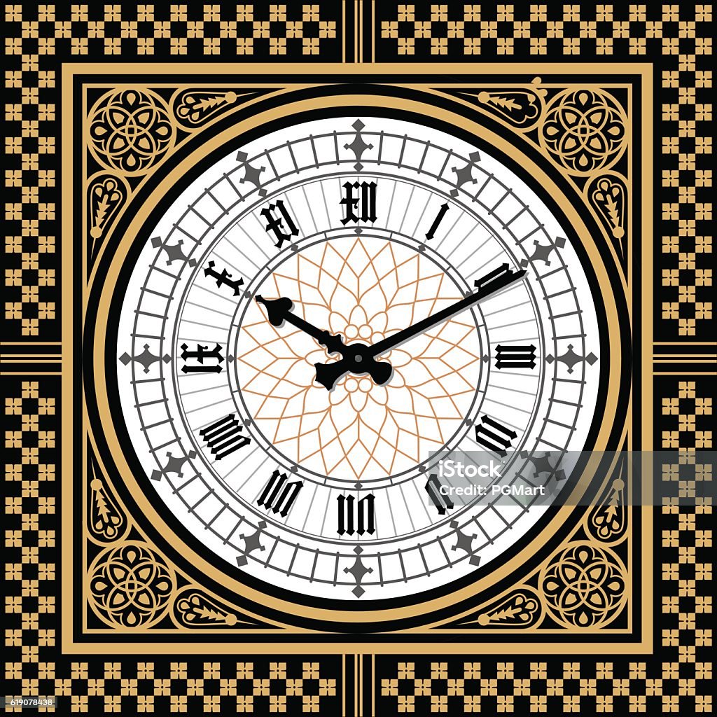 Dial Victorian clock in the style of Big Ben. Vector Dial Victorian clock in the style of Big Ben. Vector editable template Big Ben stock vector