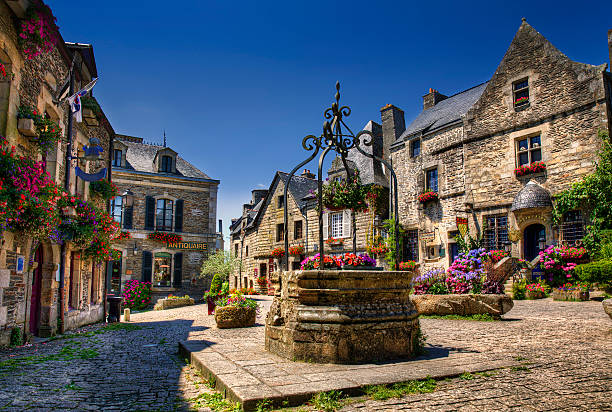 City Square of Rochefort en Terre, Brittany City square of Rochefort en Terre, Brittany brittany france photos stock pictures, royalty-free photos & images