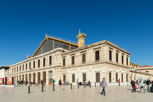 Marseille, France - October 21, 2016: people at Saint Charles train station. Station opened in 1848.