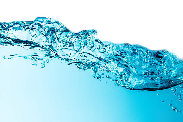 istock Isolated on top blue water wave horizontal line 619079420