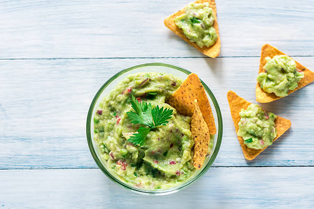 istock Bowl of guacamole with tortilla chips 619081818