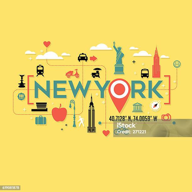 New York City Icons And Typography For Cards Tshirts Postersnd Stock Illustration - Download Image Now