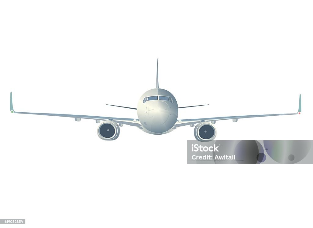 Flying Front View Drawing Reference Flying Airliner Isolated On White Front View Stock Illustration ...
