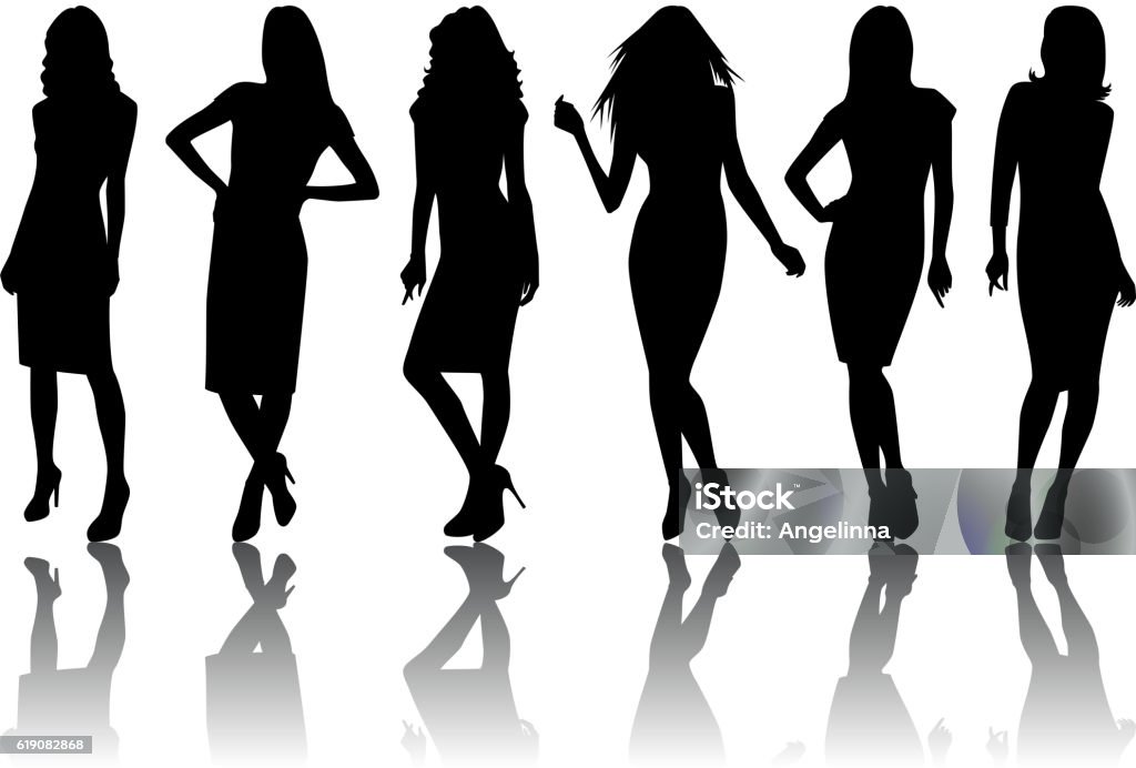 Female silhouette set Illustration of fashion female silhouette set isolated In Silhouette stock vector