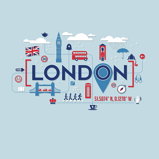 London icons and typography design for cards, t-shirts, posters London icons and typography design for cards, banners, t-shirts, posters London Memorabilia stock illustrations