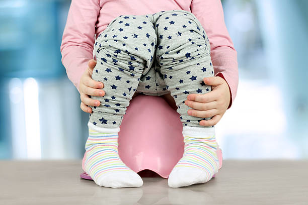 istock Children's legs hanging down from a chamber-pot 619084344