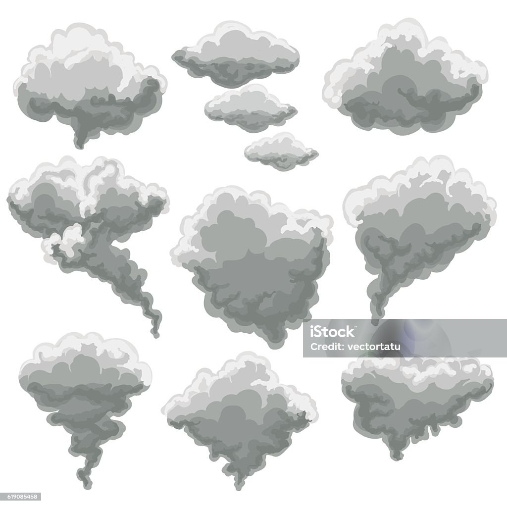 Cartoon Smoking Fog Clouds Stock Illustration - Download Image Now - Smoke  - Physical Structure, Cartoon, Cloud - Sky - iStock