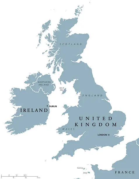 Vector illustration of Ireland and United Kingdom political map