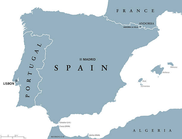 kuvapankkikuvitukset aiheesta portugalin ja espanjan poliittinen kartta - iberian
