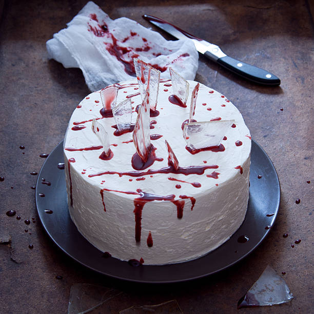 istock Red velvet cake decorated for Halloween 619086172