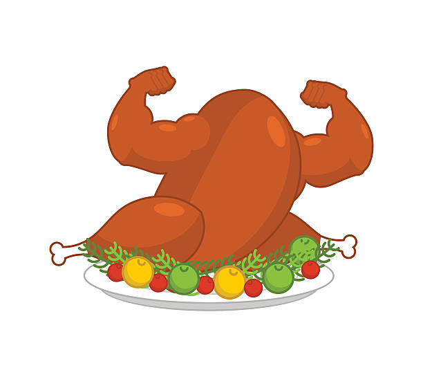 starker truthahn auf teller mit garnierung. mächtige seufzende - thanksgiving dinner plate food stock-grafiken, -clipart, -cartoons und -symbole