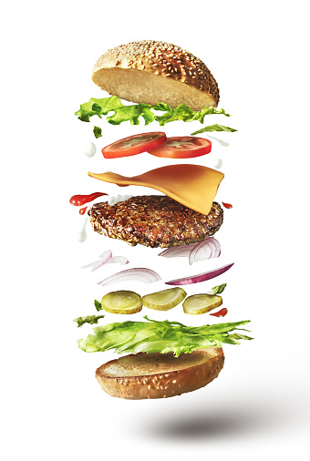 Deliciosas hamburguesas con ingredientes de conexión photo