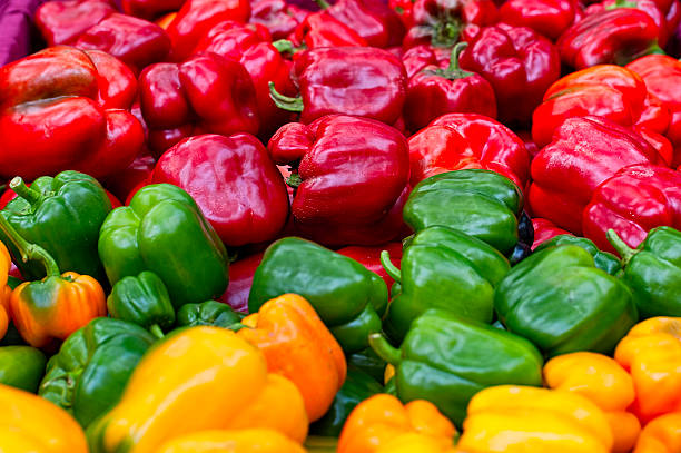 istock Clsoeup of red,green and yellow bell peppers 619229476