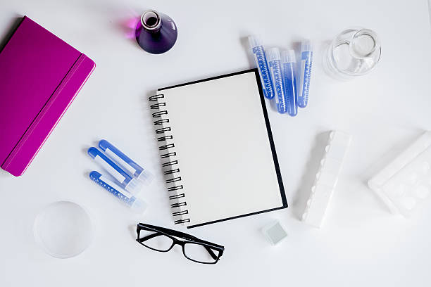 istock workplace lab assistant at the clinic top view 619229776