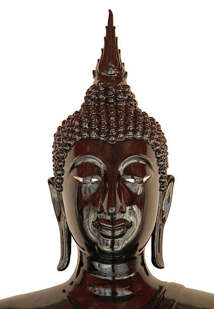 istock Golden buddha statue isolated on white background 619230466