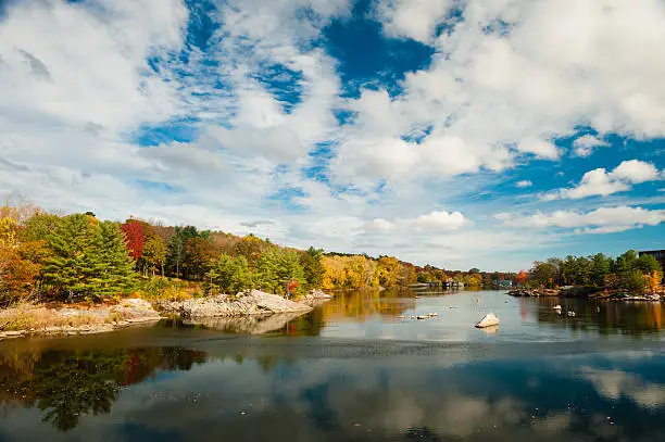 Photo of Androscoggin River in Brunswick, Maine with fall foliage