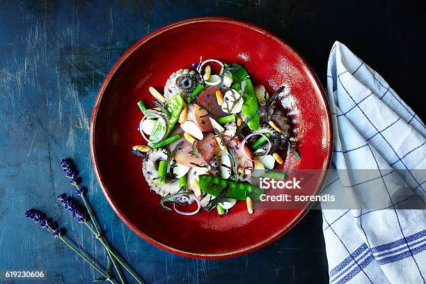 Octopus Salad Stock Photo - Download Image Now - Plate, Red, Food