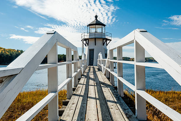 istock Bridge to Doubling Point Lighthouse, Kennebec River, Arrowsic, Maine 619230632