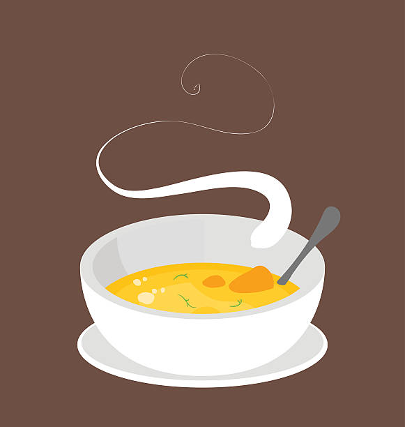 heiße bio-karottensuppe. - soup stock-grafiken, -clipart, -cartoons und -symbole