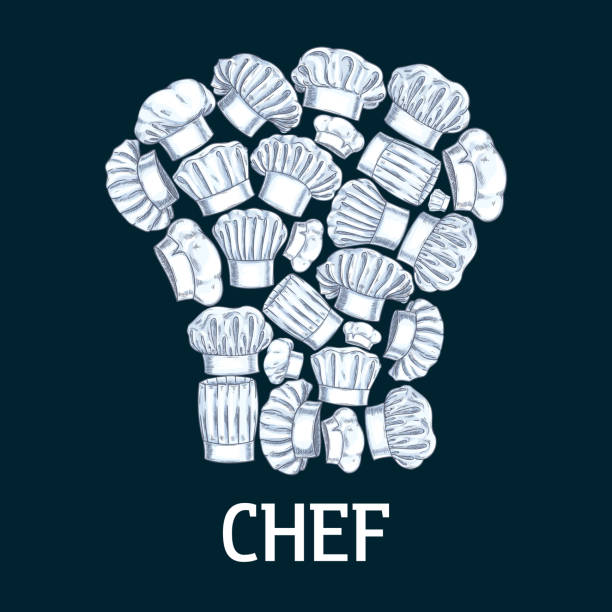 ilustrações de stock, clip art, desenhos animados e ícones de chef toque label in shape of cook hats - chef italian culture isolated french culture