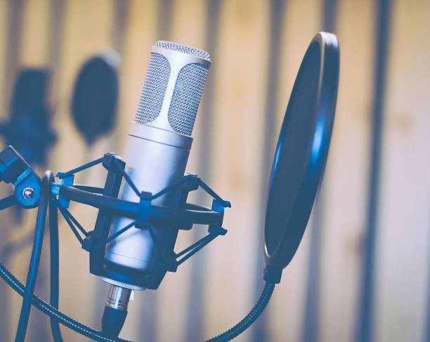 istock Microphone in studio or radio close up 619232602