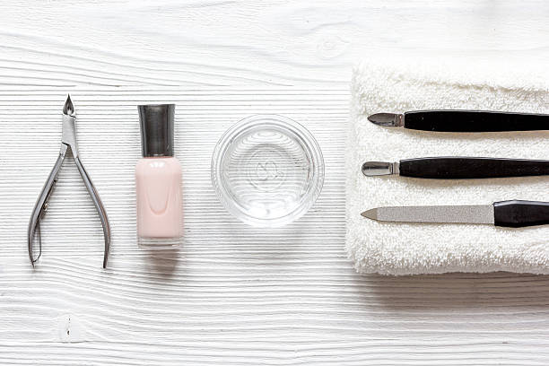 istock French manicure - preparing tools on wooden backround top view 619232612