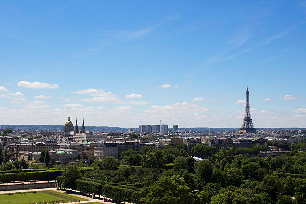 istock Aerial view of Eiffel tower and Paris city 619234204