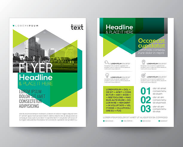 ilustrações, clipart, desenhos animados e ícones de fundo verde abstrato para poster folheto design design layout - print printout brochure flyer