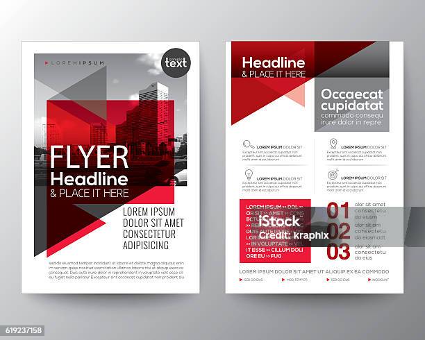 Vetores de Fundo Vermelho Abstrato Para Poster Folheto Design Design Layout e mais imagens de Folheto - Documento