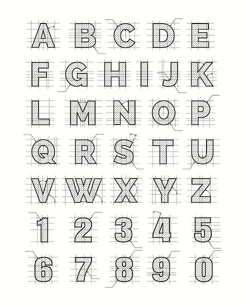alfabet papieru redakcyjnego - drafting symbol pencil plan stock illustrations
