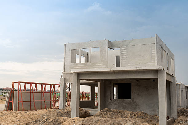 Precast Building The  building structure are made from prefabrication system.All pieces are made from high-strength concrete.Then assembled into a building. civil engineering photos stock pictures, royalty-free photos & images