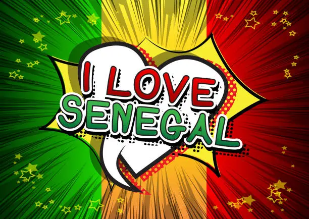 Vector illustration of I Love Senegal - Comic book style text.