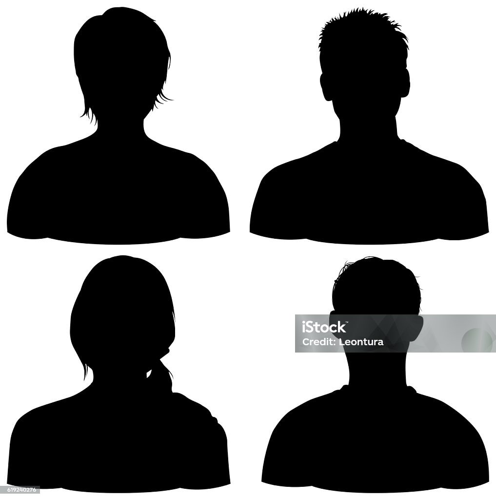 Four Heads, Isolated on White Four heads Cut Out Stock Photo