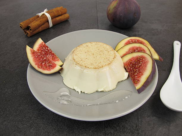 istock Panna cotta with cinnamon, figs and rice syrup 619241410