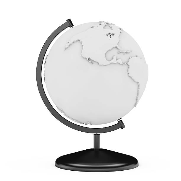 istock Black and White Earth Planet Globe Stand. 3d Rendering 619244720