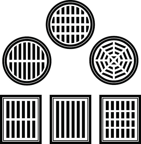 sewer cover black symbol sewer cover black symbol - illustration for the web sewer lid stock illustrations