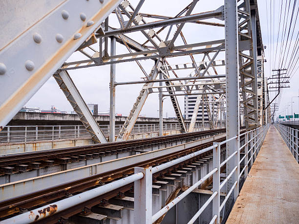 istock Old railway on Rama 6 Bridge across Chao Phraya river 619248828