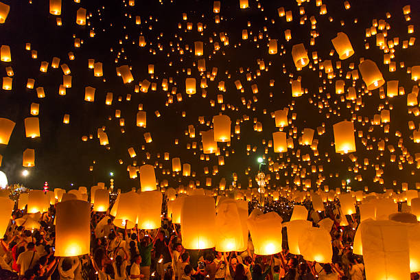 balões de ar quente - lantern - fotografias e filmes do acervo