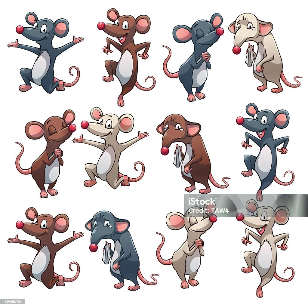 Rat in different colors Rat in different colors vector art and illustration. Cartoon stock vector