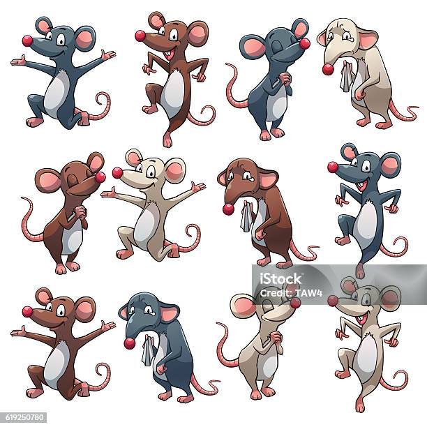 Rat In Different Colors Stock Illustration - Download Image Now - Cartoon, Rat, Mouse - Animal