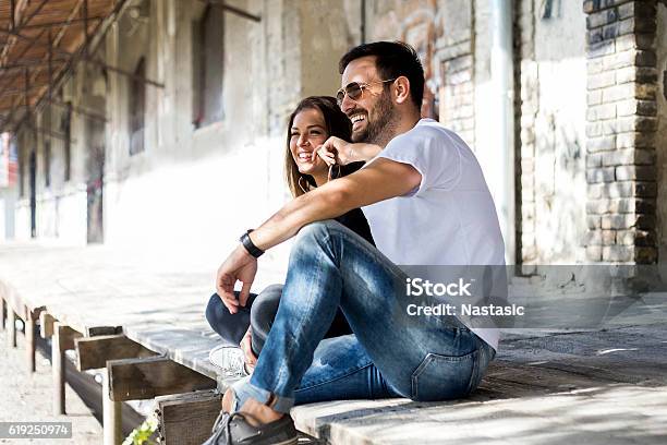 Portrait Of Young Couple Stock Photo - Download Image Now - Jeans, Men, Couple - Relationship