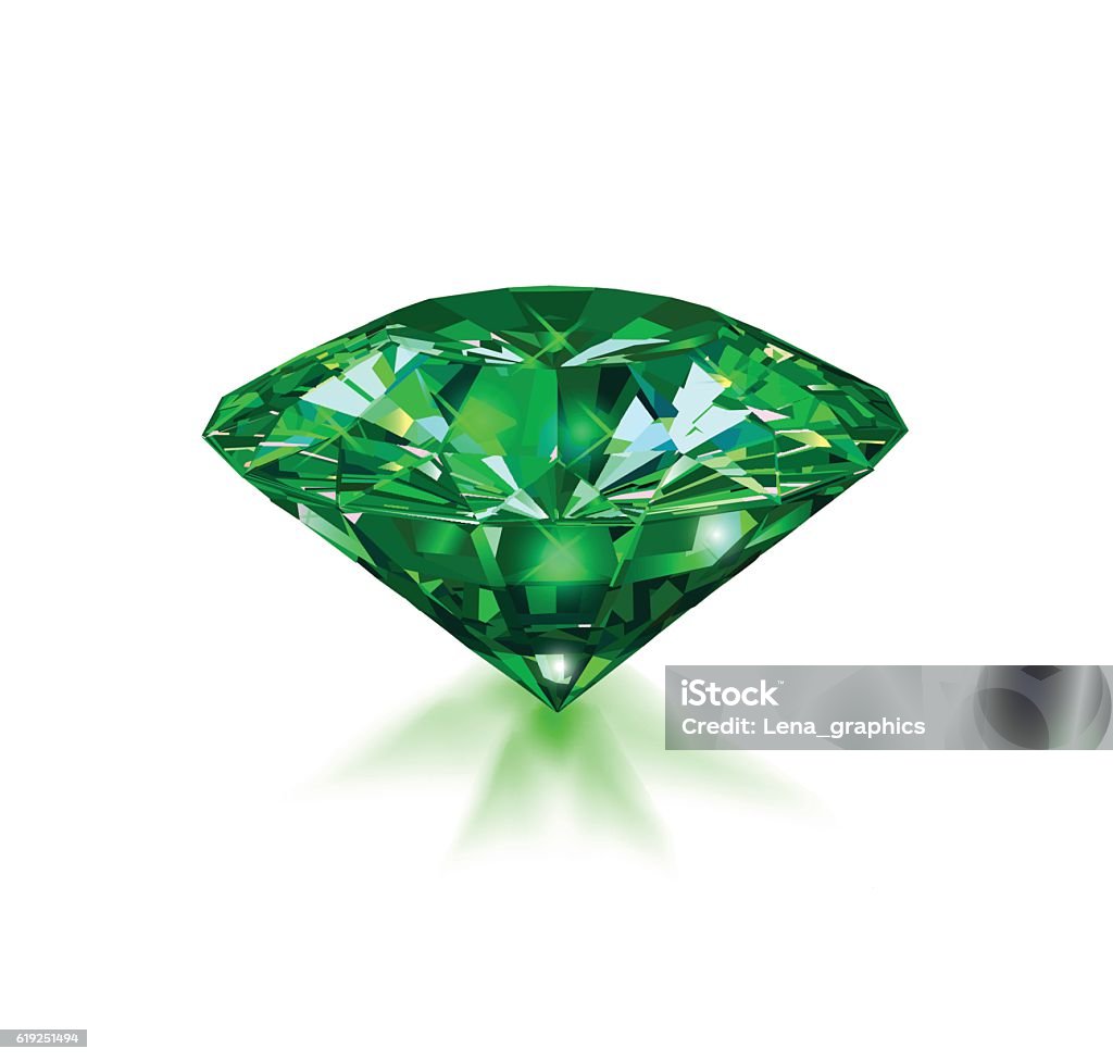 Beautiful green gem emerald on white background. Beautiful green gem emerald on white background. Vector illustration. Emerald Gemstone stock vector