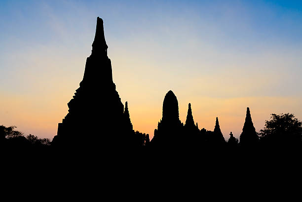 istock The silhouette scene of the ancient temple in Ayuthaya 619252634
