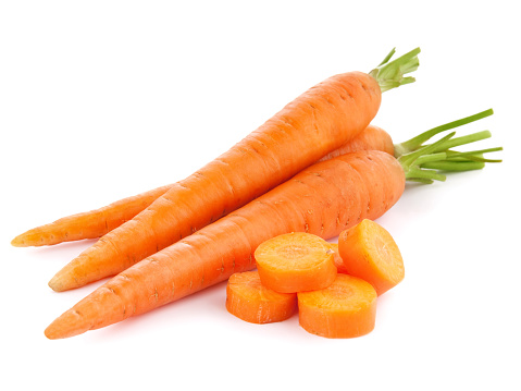 fresh carrots isolated on white background