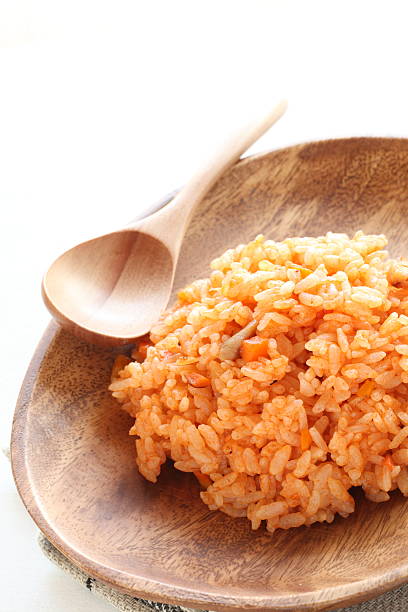 istock Chicken rice on wooden plate 619253602