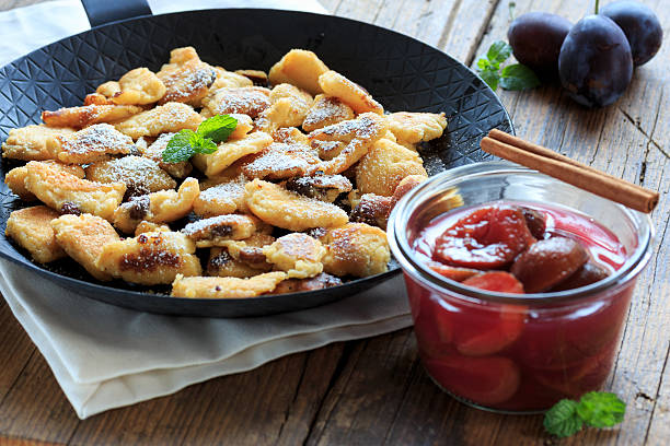 Kaiserschmarrn with plum compote stock photo