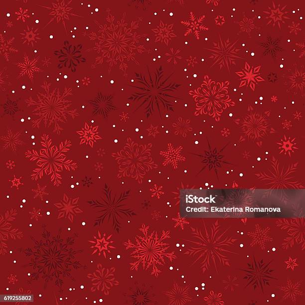 Red Snowflakes Seamless Pattern Stock Illustration - Download Image Now - Christmas, Backgrounds, Red